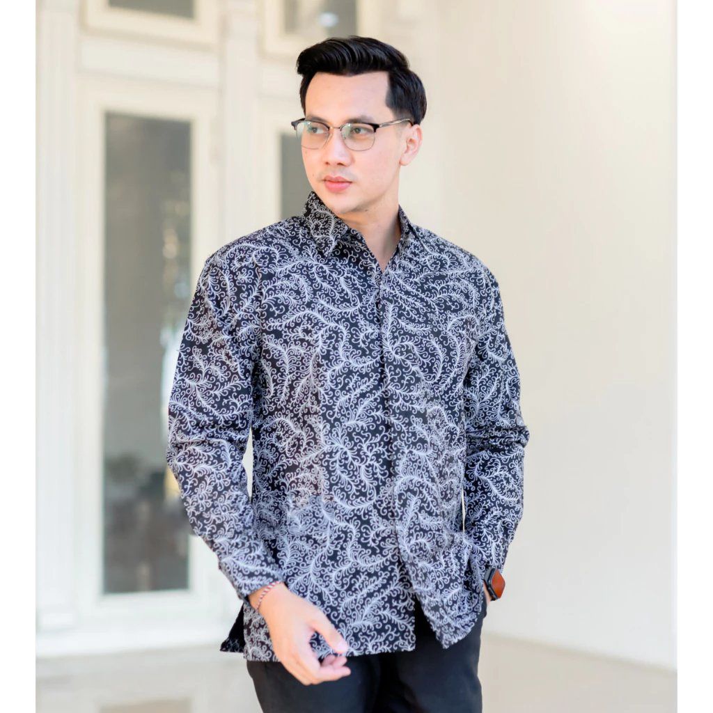 Kemeja Batik Pria Motif Widuri Abu